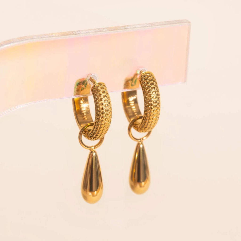 Droplet Chunky Huggie Hoop Charms by Oh Clementine