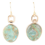 Drops of Blue Turquoise Golden Bronze Drop Earrings by Barse Jewelry