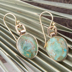 Drops of Blue Turquoise Golden Bronze Drop Earrings by Barse Jewelry