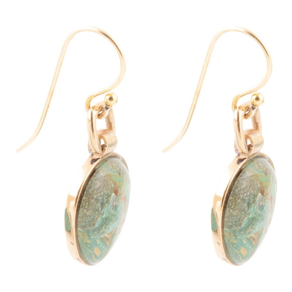 Drops of Blue Turquoise Golden Bronze Drop Earrings by Barse Jewelry