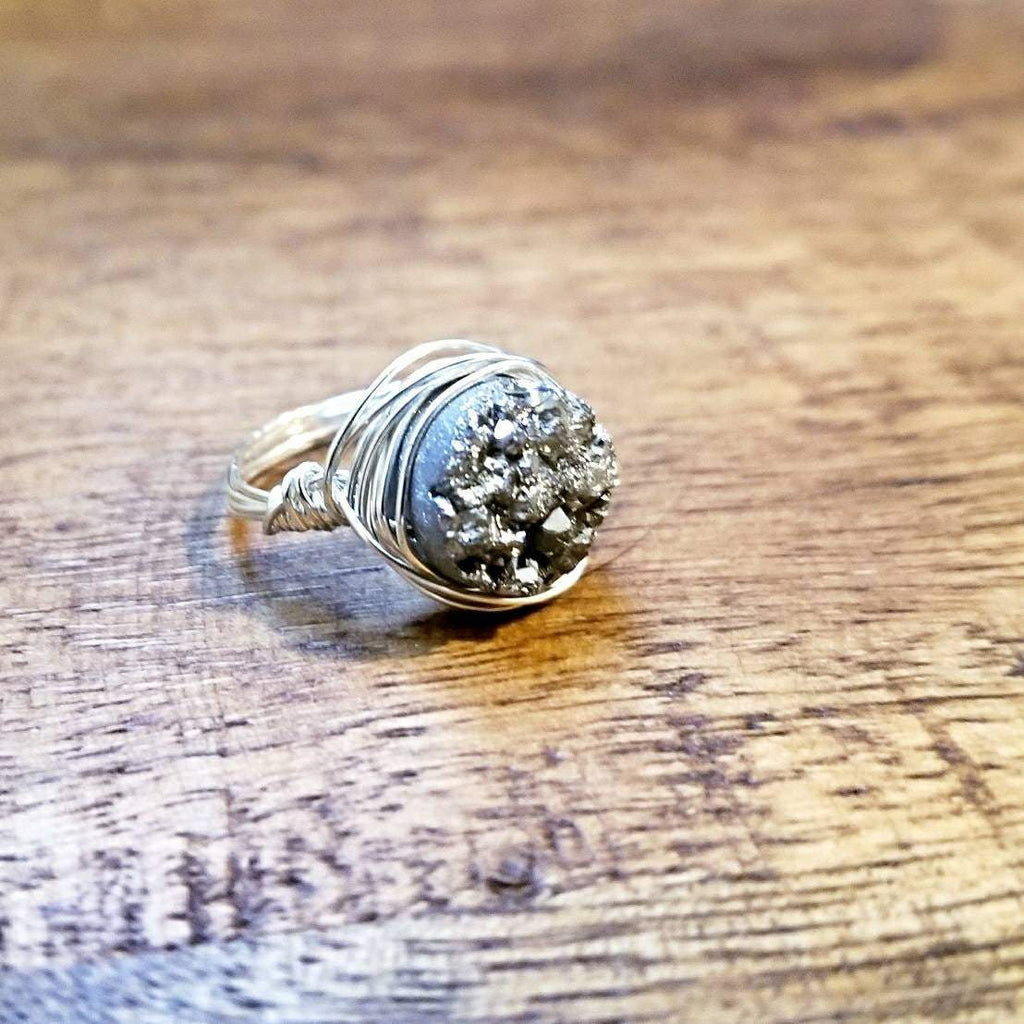 Druzy Crystal Wire Wrapped Stacking Ring Finger Rings La Vie Bien Druzy Crystal Wire Wrapped Stacking Ring
