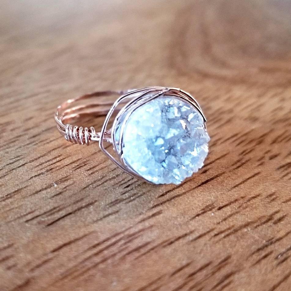 Druzy Crystal Wire Wrapped Stacking Ring Finger Rings La Vie Bien Druzy Crystal Wire Wrapped Stacking Ring