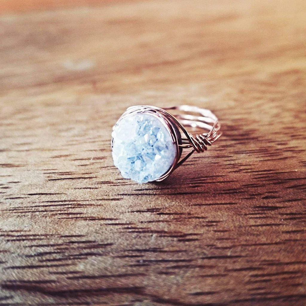 Druzy Crystal Wire Wrapped Stacking Ring Finger Rings La Vie Bien Druzy Crystal Wire Wrapped Stacking Ring