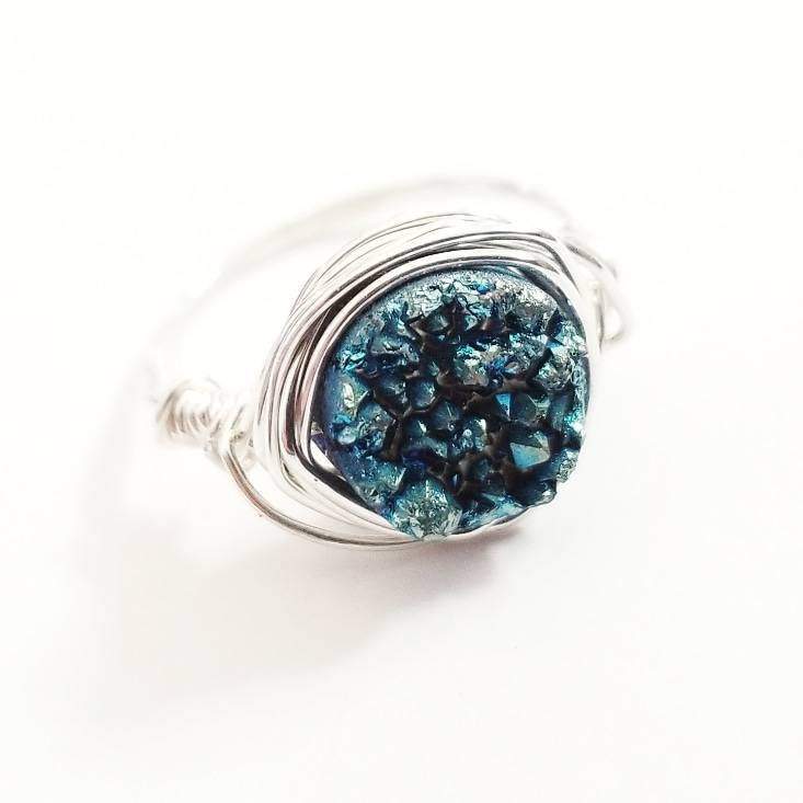 Druzy Crystal Wire Wrapped Stacking Ring Finger Rings La Vie Bien Druzy Crystal Wire Wrapped Stacking Ring