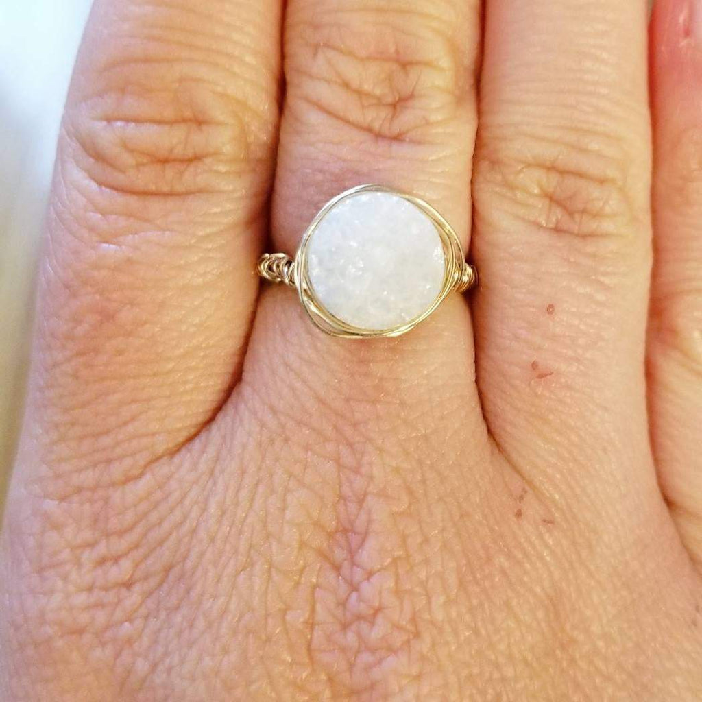 Druzy Crystal Wire Wrapped Stacking Ring Finger Rings La Vie Bien Druzy Crystal Wire Wrapped Stacking Ring