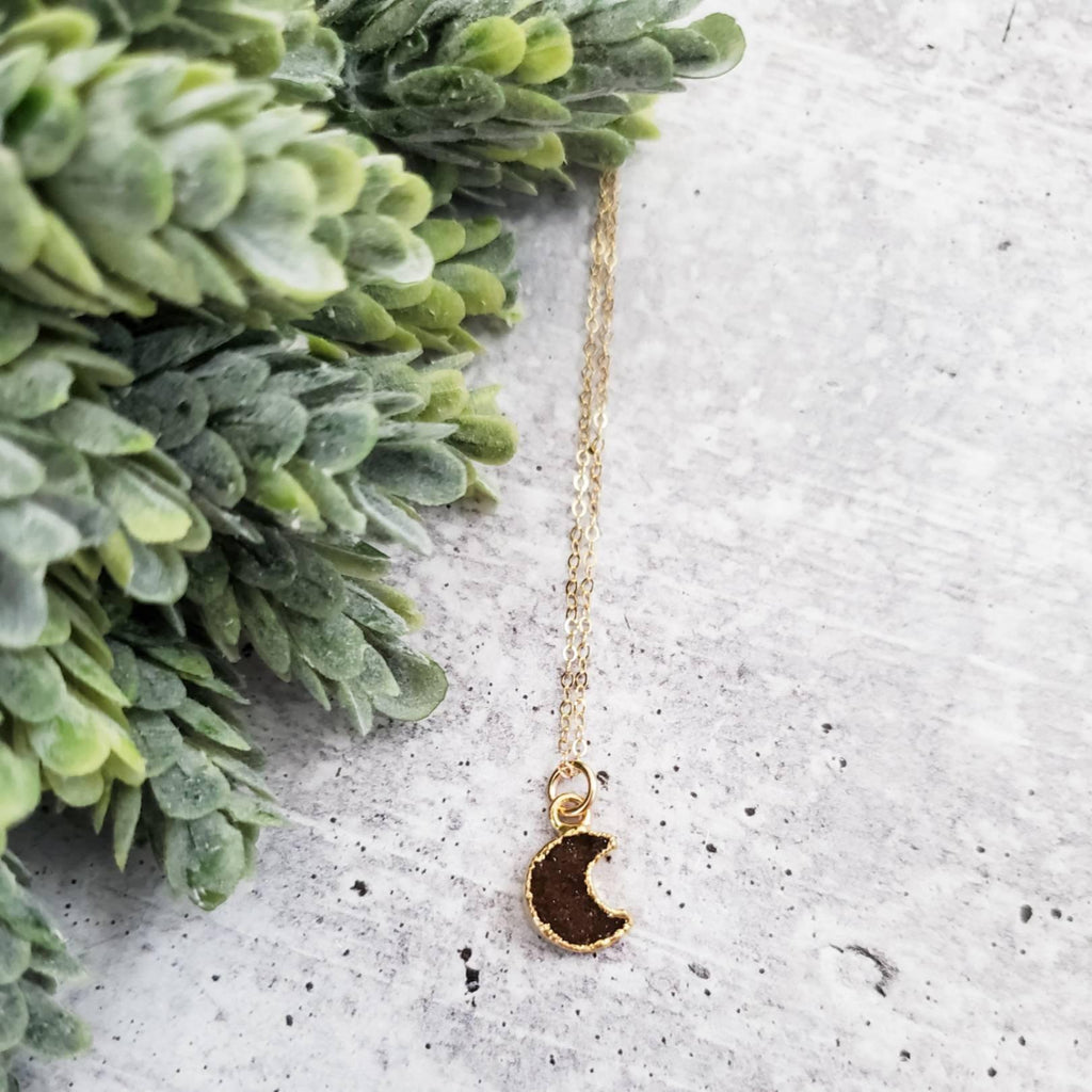 Druzy Moon Layering Necklace Crystal Necklaces La Vie Bien Druzy Moon Layering Necklace
