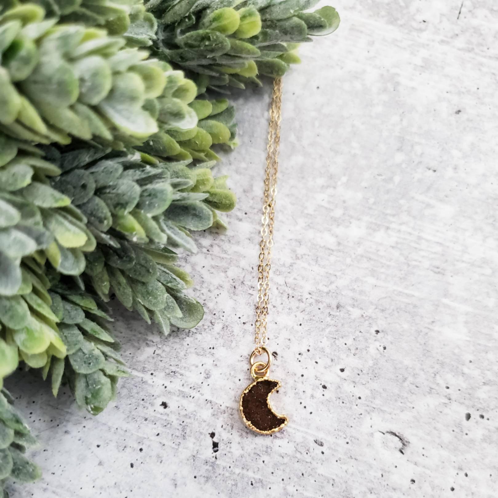 Druzy Moon Layering Necklace Crystal Necklaces La Vie Bien Druzy Moon Layering Necklace