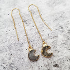 Druzy Moon Threader Earrings Crystal Earrings La Vie Bien Druzy Moon Threader Earrings
