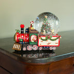Children Riding Train Musical Christmas Water Snow Globe