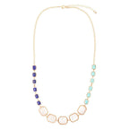 Dual Color Blue Lapis Turquoise and White Mother of Pearl Golden Necklace by Barse Jewelry