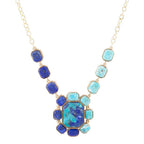 Duality Blue Lapis and Turquoise Golden Pendant Necklace by Barse Jewelry