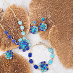 Duality Blue Lapis and Turquoise Golden Pendant Necklace by Barse Jewelry