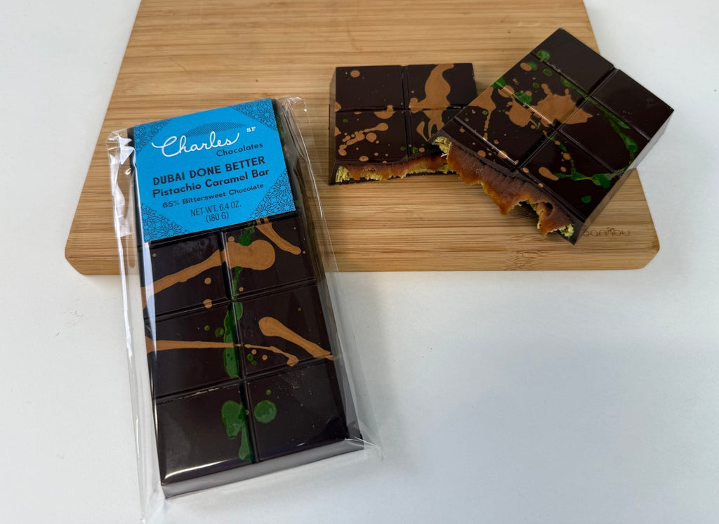 Dubai Done Better - Pistachio Milk Chocolate Caramel Bar Dubai Done Better Bars La Vie Bien Dubai Done Better - Pistachio Milk Chocolate Caramel Bar