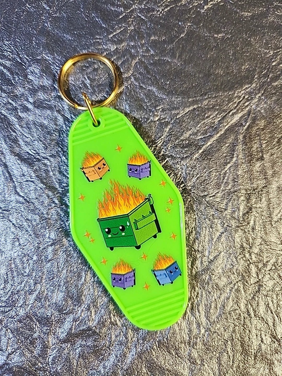 Dumpster Fire Motel Keychain by Hoosier Handkerchief Company