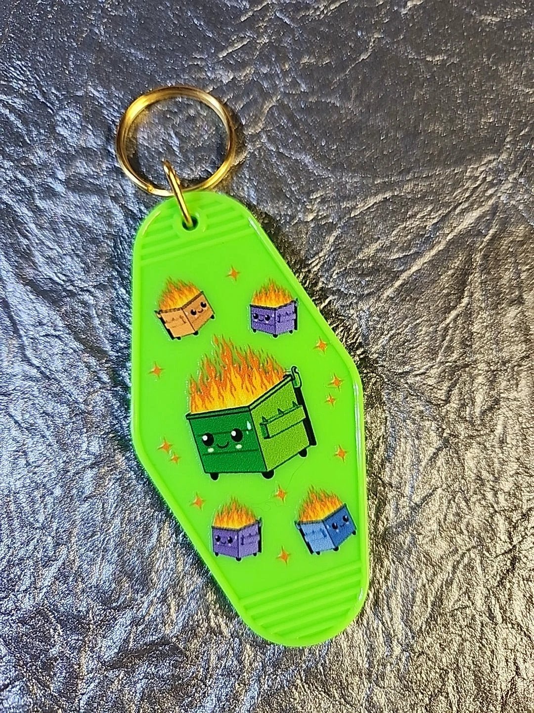 Dumpster Fire Motel Keychain by Hoosier Handkerchief Company