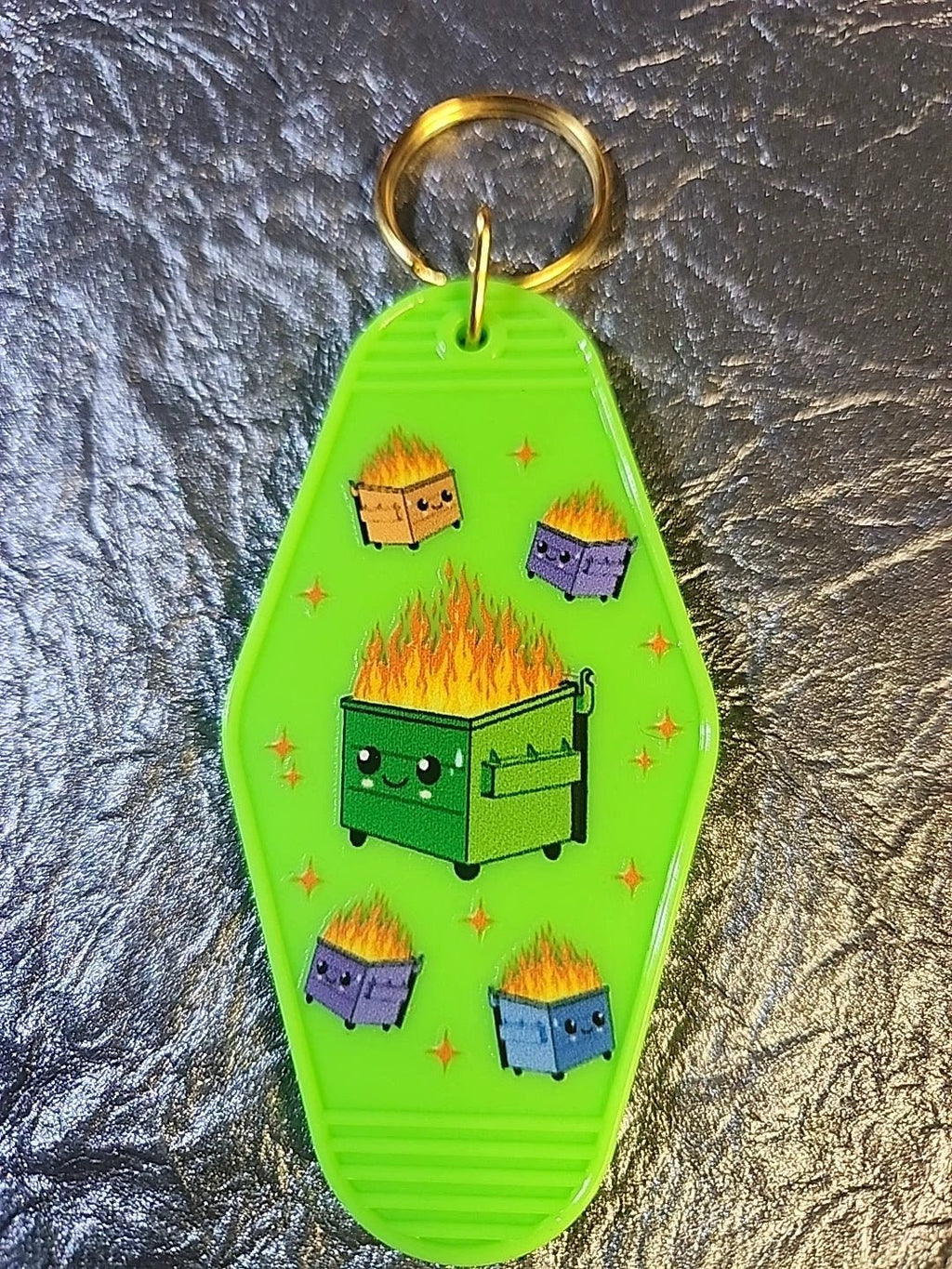 Dumpster Fire Motel Keychain by Hoosier Handkerchief Company