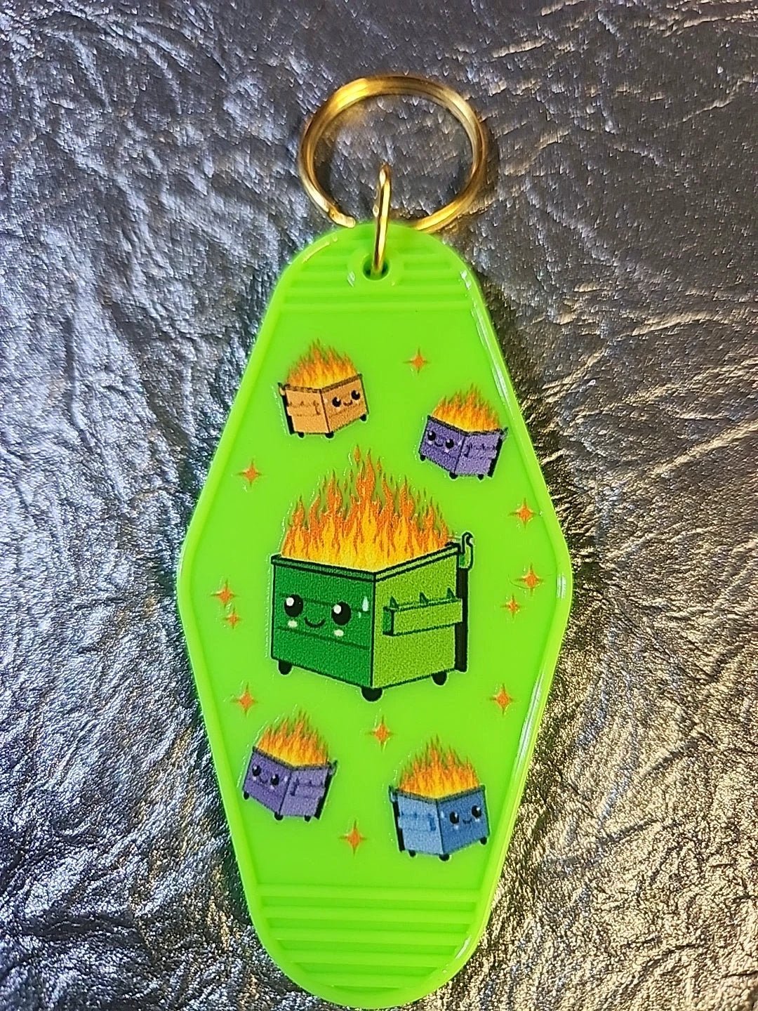 Dumpster Fire Motel Keychain by Hoosier Handkerchief Company
