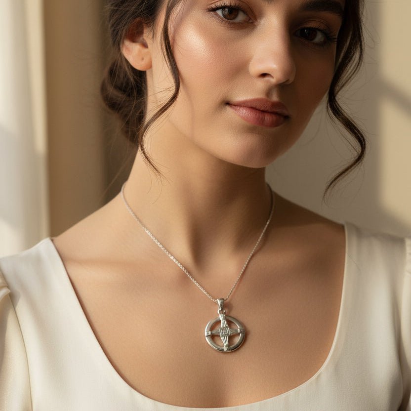 Dundalk Irish Saint Brigid's Cross Necklace in Sterling Silver Pendant La Vie Bien Dundalk Irish Saint Brigid's Cross Necklace in Sterling Silver