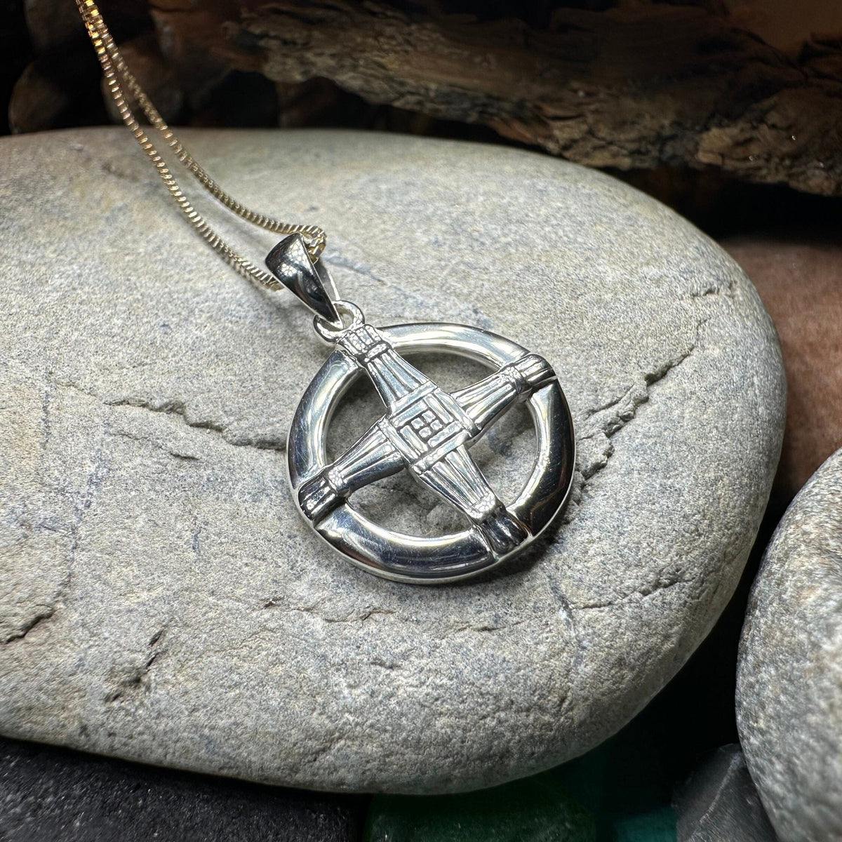 Dundalk Irish Saint Brigid's Cross Necklace in Sterling Silver Pendant La Vie Bien Dundalk Irish Saint Brigid's Cross Necklace in Sterling Silver