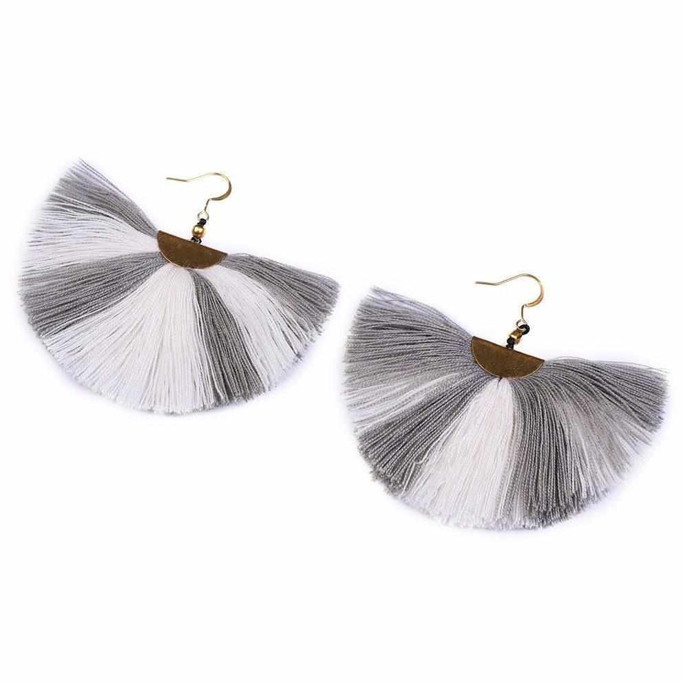 Duo Cleo Tassel Grey Earrings - Thailand Jewelry La Vie Bien Duo Cleo Tassel Grey Earrings - Thailand