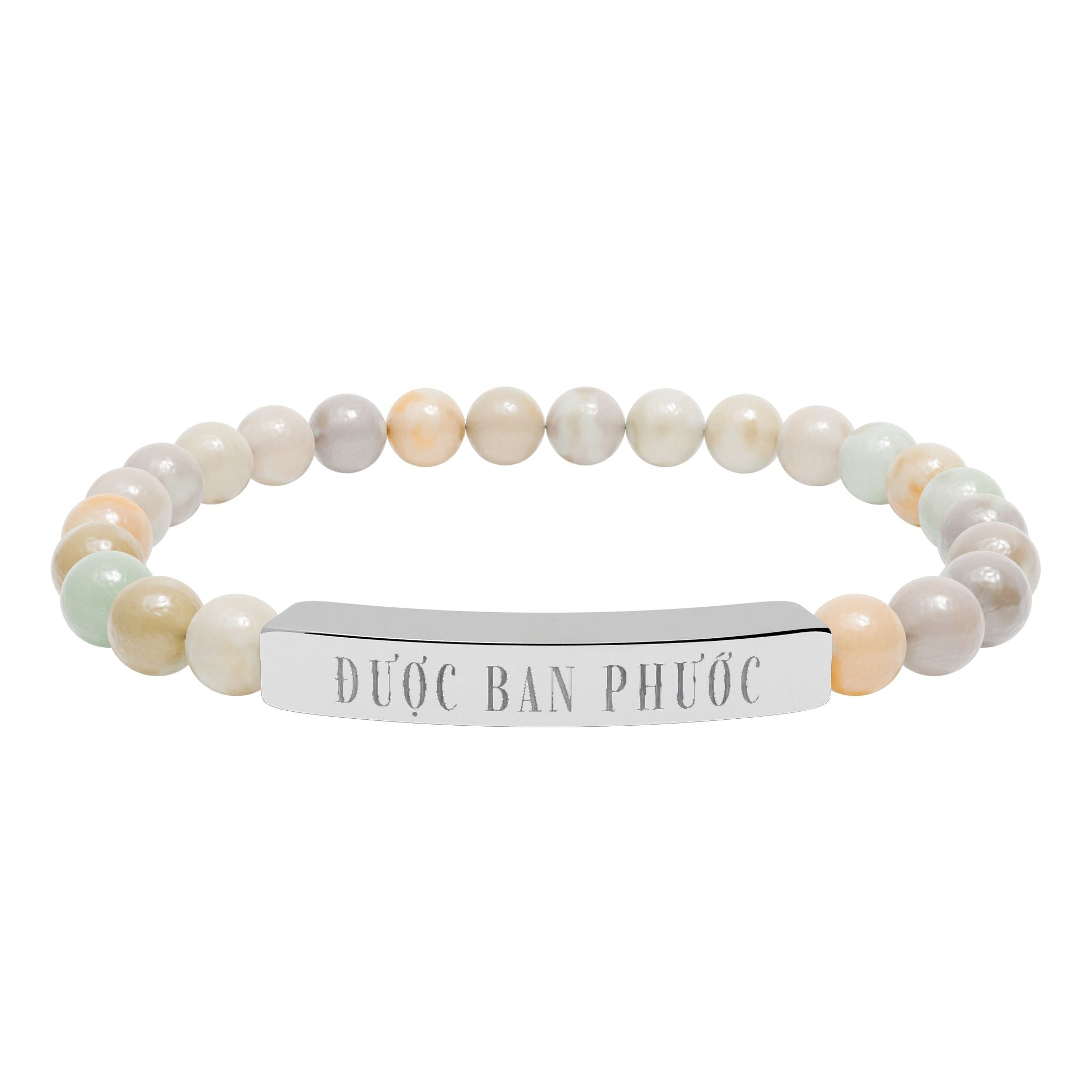 Được ban phước Vietnamese Blessing beaded bracelet, Good fortune Engraved Natural Stone Stretch Bar Bracelet Accessories La Vie Bien Được ban phước Vietnamese Blessing beaded bracelet, Good fortune Engraved Natural Stone Stretch Bar Bracelet