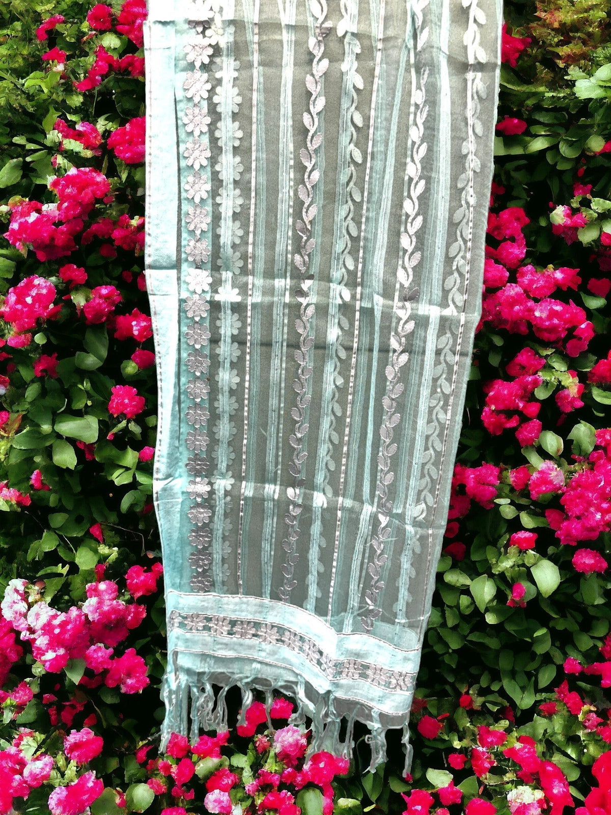Dupatta with Silver Gota Work Stole / Duppata La Vie Bien Dupatta with Silver Gota Work