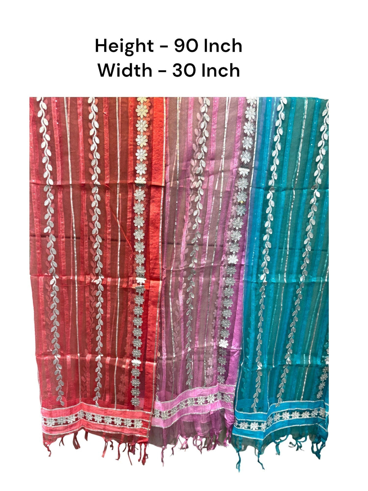 Dupatta with Silver Gota Work Stole / Duppata La Vie Bien Dupatta with Silver Gota Work