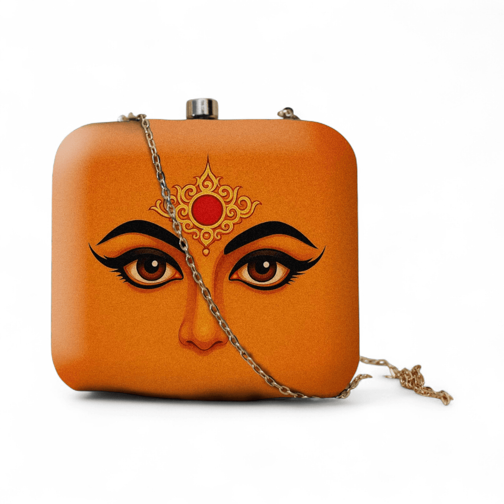 Durga Maa Portrait with Bindi Printed Clutch Clutch La Vie Bien Durga Maa Portrait with Bindi Printed Clutch