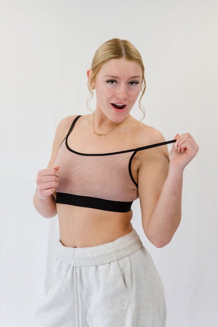 Dusty Blush Mesh Bra by wearswoop.com