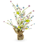 Easter Berry & Egg Floral Branch Arrangement Spring Tabletop Centerpiece with Burlap Base 17.5 Inches