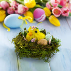 Nestled Chick Amidst Colorful Treasures Tabletop Figurine 3.3 Inches Tall