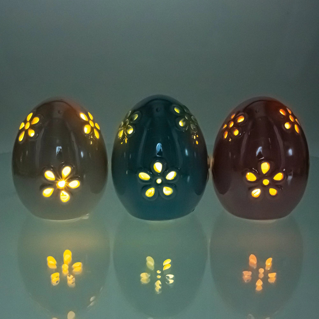 Set of 3 Pearlized Ceramic Easter Egg Lanterns by BestPysanky