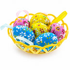 Set of 6 Floral Easter Egg Ornaments in Basket