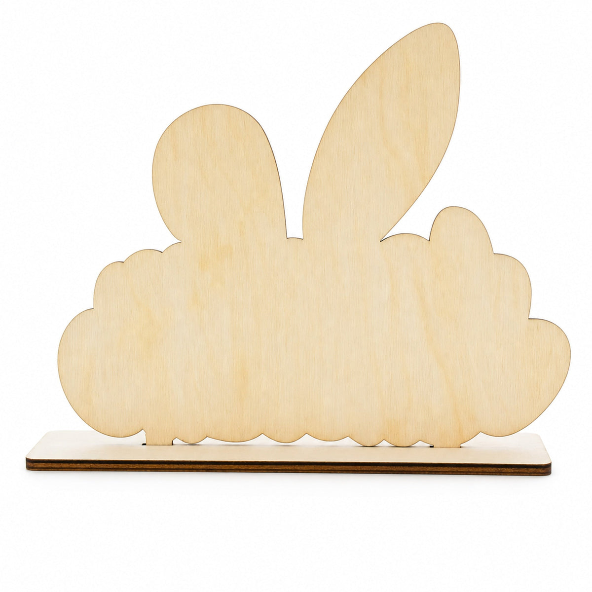 Happy Easter Wooden Tabletop Cutout With Bunny and Egg Artwork 6.5 Inches Tall