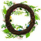 Festive Easter Floral Door Wreath with Pastel Speckled Eggs