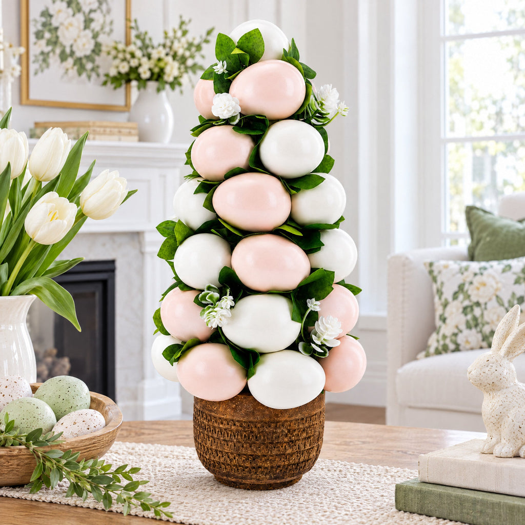 Pastel Spring Egg Arrangement Centerpiece Vase 14.8 Inches Tall