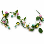 Set of 2 Easter Egg and Leaf Garland With Pastel Speckled Eggs Spring Hanging Decor 6.6 Inches Tall