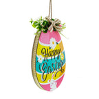 Illuminated LED Wooden Easter Egg Hanging Decor 12.5 Inches Tall