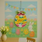 Illuminated LED Wooden Easter Egg Hanging Decor 12.5 Inches Tall
