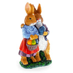 Loving Easter Bunny Pair Figurine With Festive Basket 6.2 Inches Tall