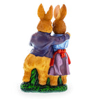 Loving Easter Bunny Pair Figurine With Festive Basket 6.2 Inches Tall