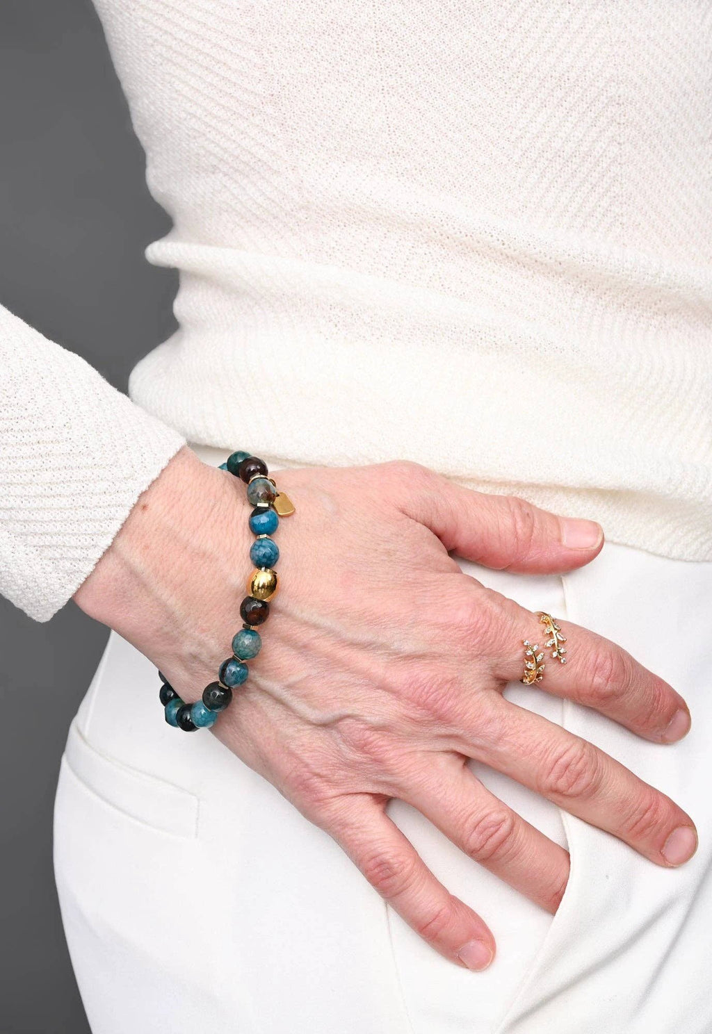 Ewa Beaded Green Agate Bracelet by Ethical Trade Co