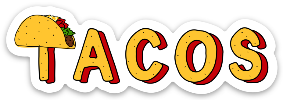 Taco Love Vinyl Lap Top or Water Bottle Sticker by Five Dot Post