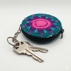 Earbud | Airpod Case Round Crochet Coin Purse | Keychain - Guatemala Keychains La Vie Bien Earbud | Airpod Case Round Crochet Coin Purse | Keychain - Guatemala