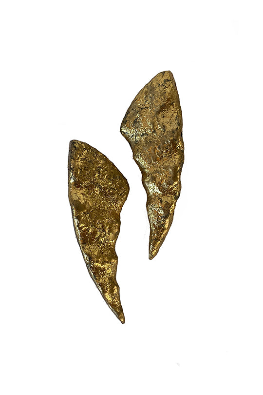 Pointy Gold Wood Earrings