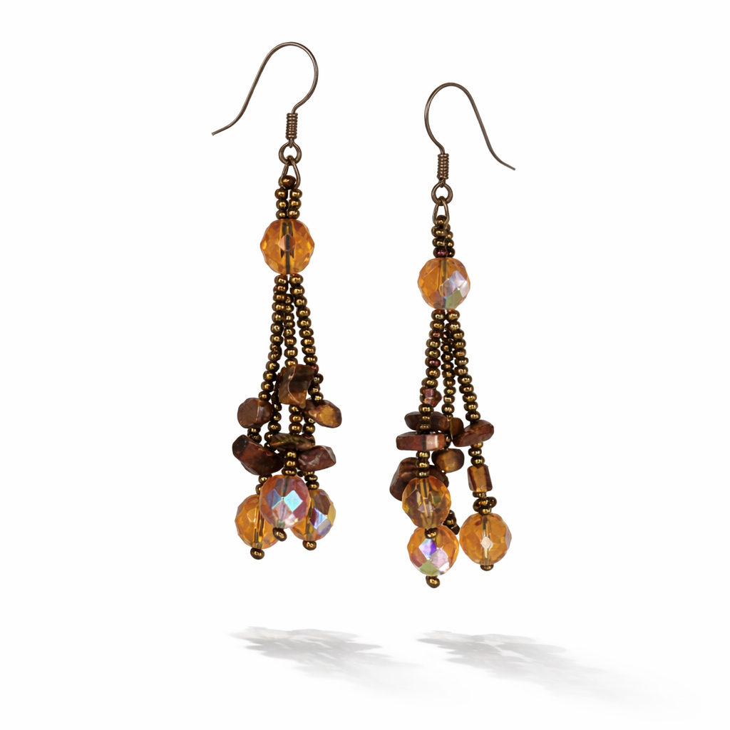 Luzy Seed Bead Dangly Earrings - Guatemala
