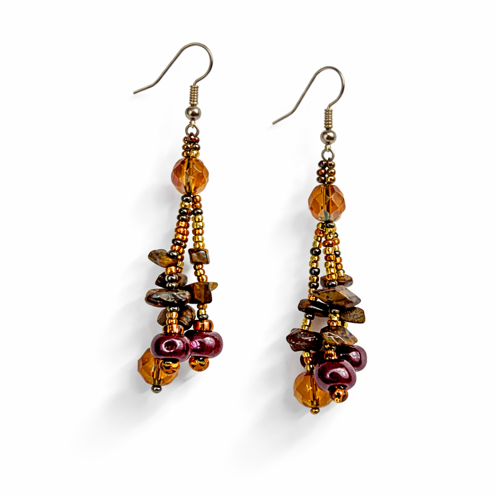 Luzy Seed Bead Dangly Earrings - Guatemala