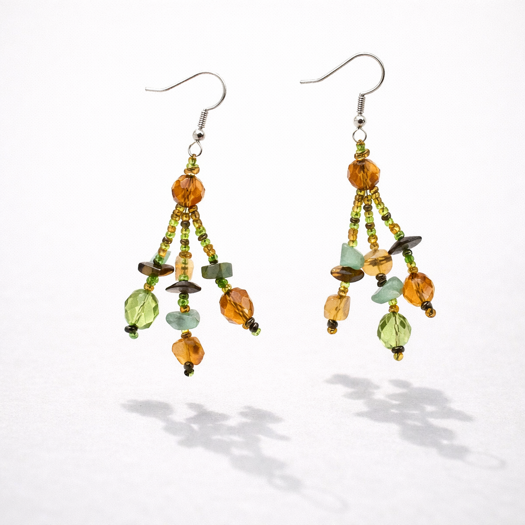 Luzy Seed Bead Dangly Earrings - Guatemala