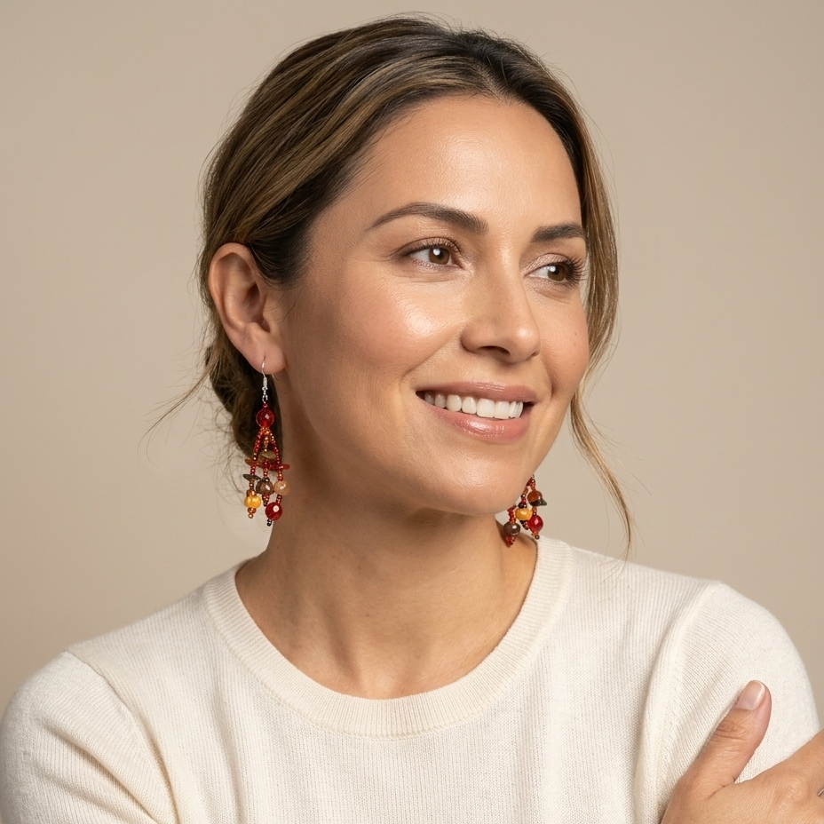 Luzy Seed Bead Dangly Earrings - Guatemala