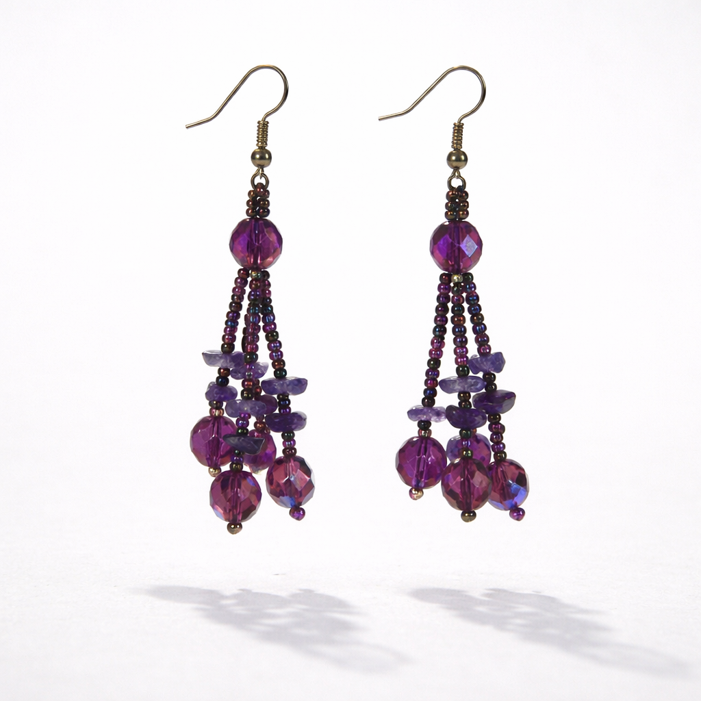 Luzy Seed Bead Dangly Earrings - Guatemala